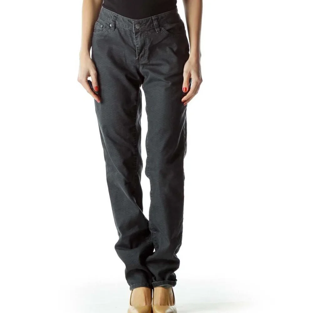prAna Dark Gray Print Straight-Leg Pants - Picture 1 of 5